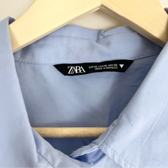 ZARA Blue Adjusted Button-down oversized shirt - Picture 4 of 9